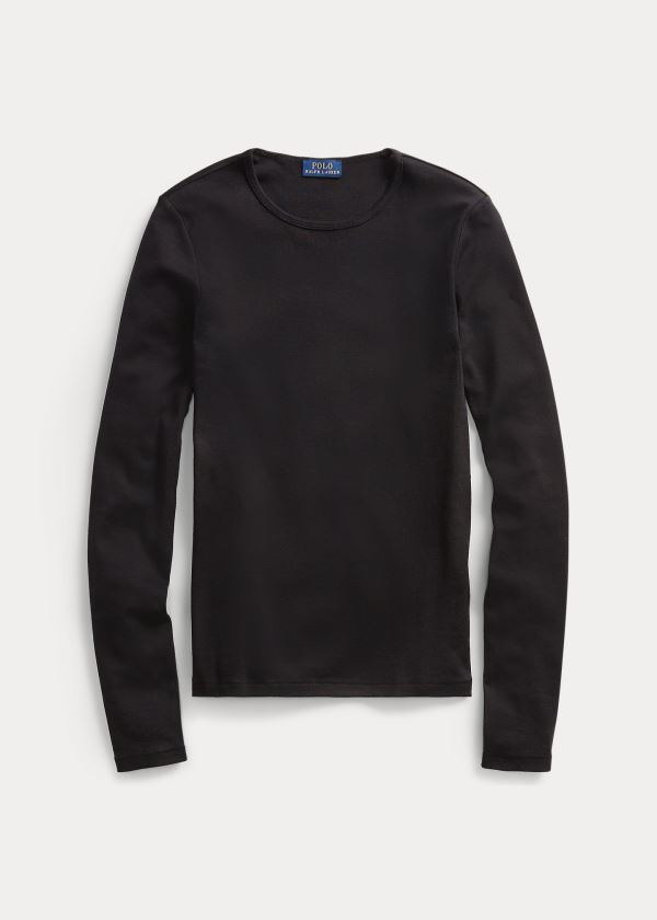 Ralph Lauren Bavlněné Long-Sleeve T-Shirt Černé | 9fcjaUlN