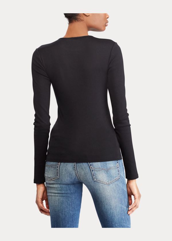 Ralph Lauren Bavlněné Long-Sleeve T-Shirt Černé | 9fcjaUlN