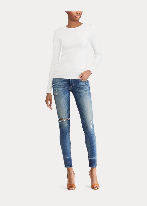 Ralph Lauren Bavlněné Long-Sleeve T-Shirt Bílé | dTSe0NSs