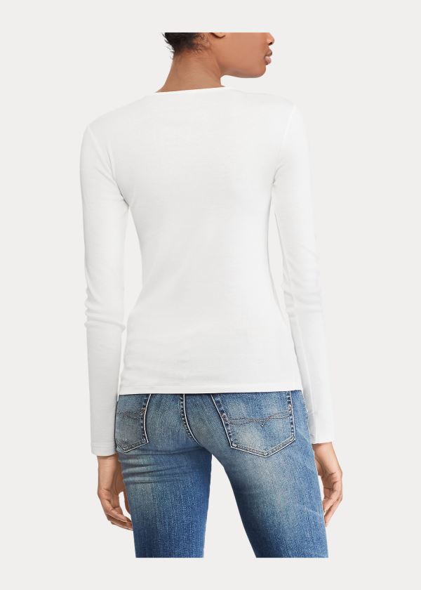 Ralph Lauren Bavlněné Long-Sleeve T-Shirt Bílé | dTSe0NSs