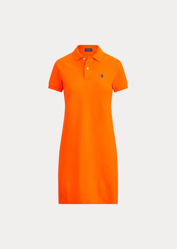 Ralph Lauren Bavlněné Mesh Polo Šaty Oranžové | DTKhFng1