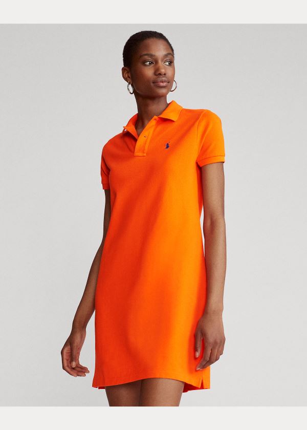 Ralph Lauren Bavlněné Mesh Polo Šaty Oranžové | DTKhFng1