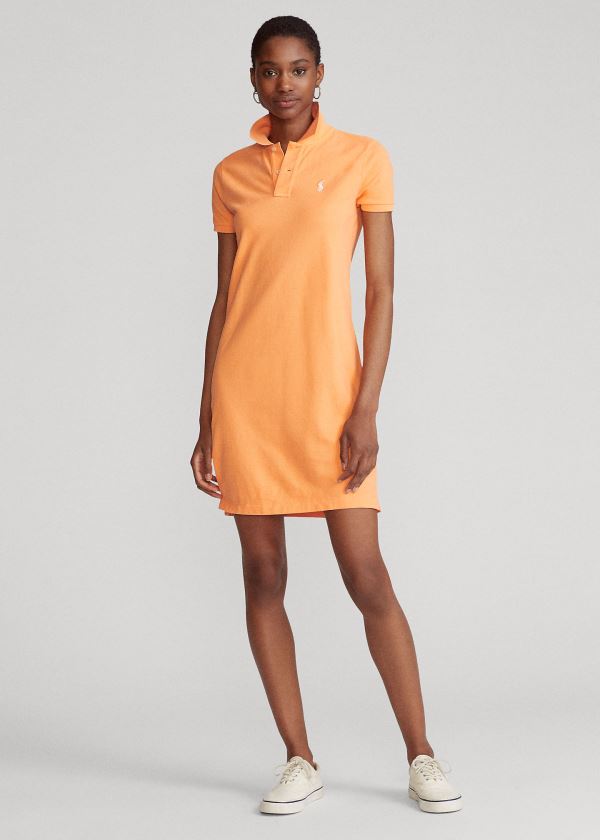 Ralph Lauren Bavlněné Mesh Polo Šaty Oranžové | gaoUpNpw