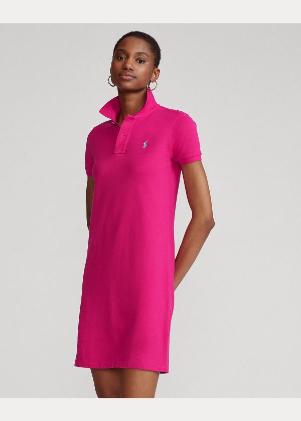 Ralph Lauren Bavlněné Mesh Polo Šaty Tmavě Růžové | ypuTMnZn