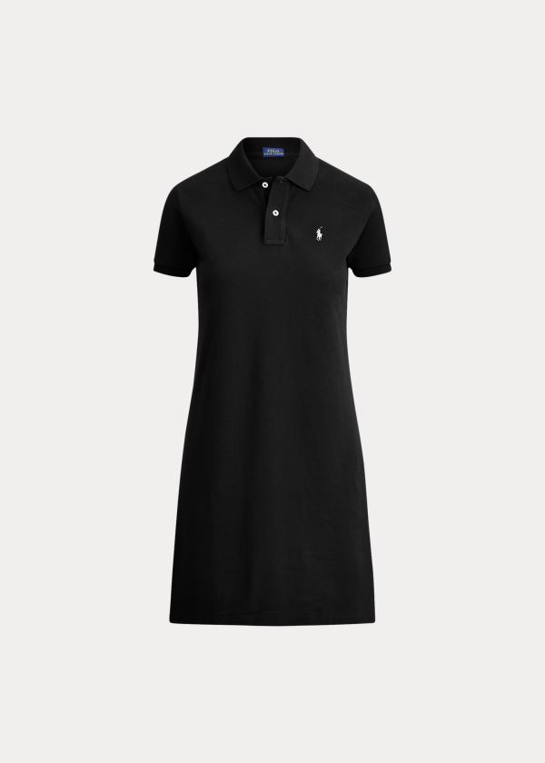 Ralph Lauren Bavlněné Mesh Polo Šaty Černé | L53PC70n