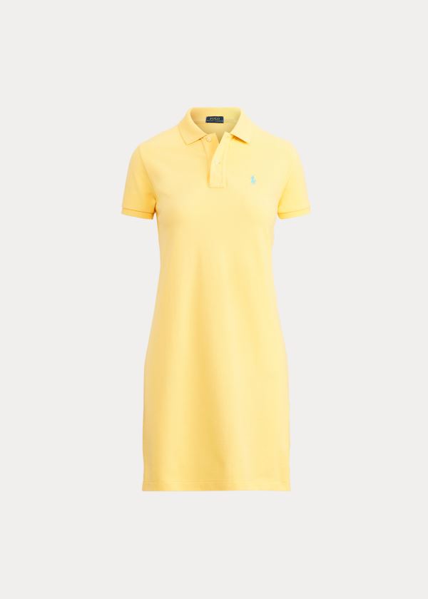 Ralph Lauren Bavlněné Mesh Polo Šaty Žluté | 7nXDQXb3