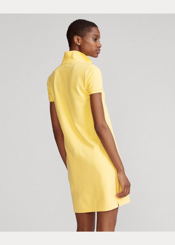 Ralph Lauren Bavlněné Mesh Polo Šaty Žluté | 7nXDQXb3