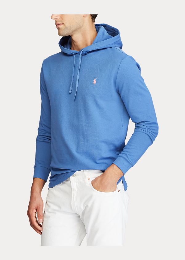 Ralph Lauren Bavlněné Mesh S Kapucí T-Shirt Blankyt | b1mFCNvB