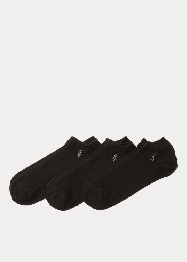 Ralph Lauren Bavlněné No-Show Sock 3-Pack Černé | 0sj5p1GO