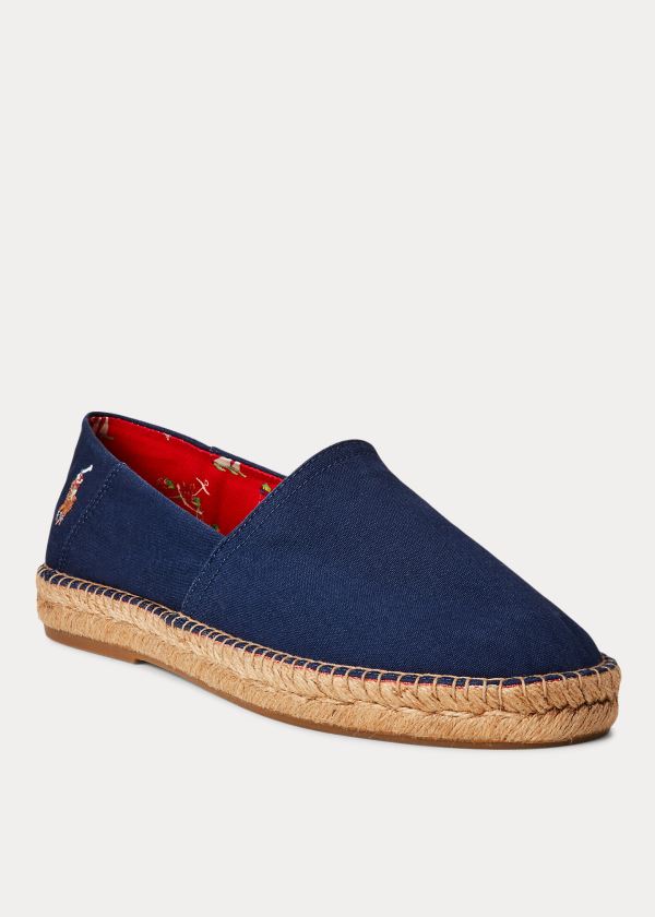 Ralph Lauren Bavlněné Platene Espadrilky Tmavě Blankyt | 9554JsoM