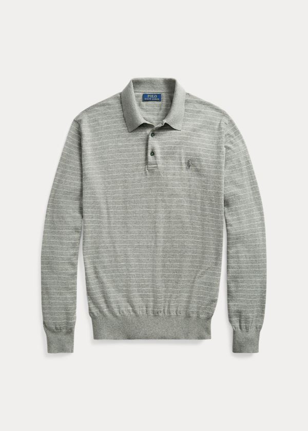 Ralph Lauren Bavlněné Polo-Collar Svetrové Šedé | HiPrEUsv