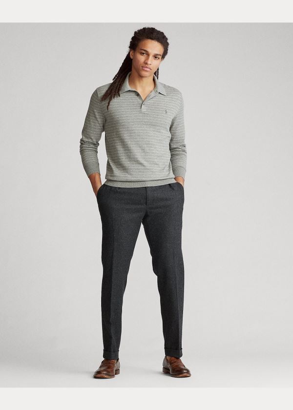 Ralph Lauren Bavlněné Polo-Collar Svetrové Šedé | HiPrEUsv