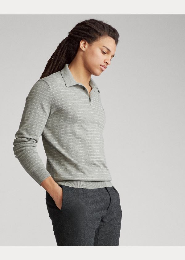 Ralph Lauren Bavlněné Polo-Collar Svetrové Šedé | HiPrEUsv
