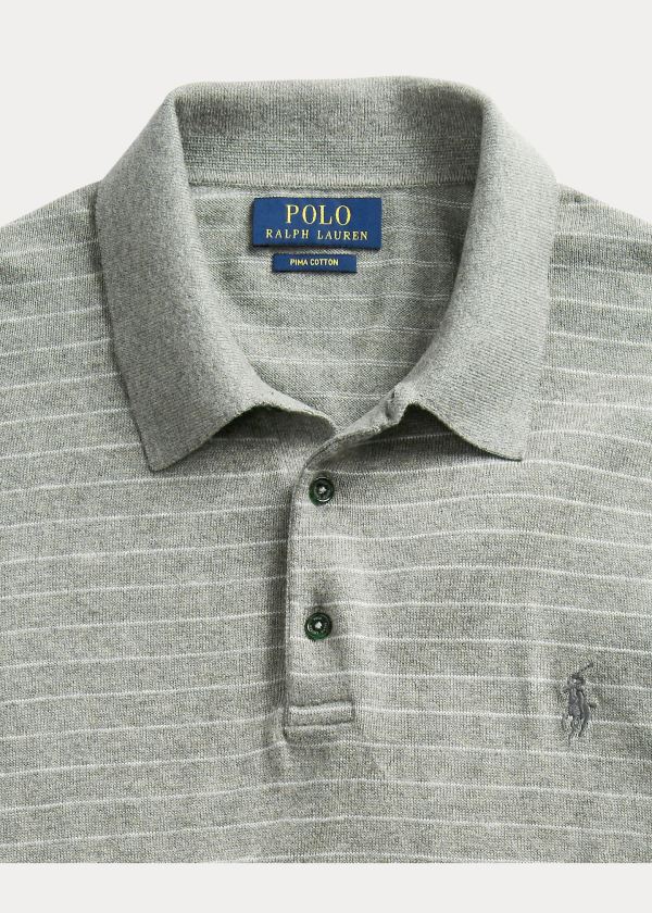 Ralph Lauren Bavlněné Polo-Collar Svetrové Šedé | HiPrEUsv