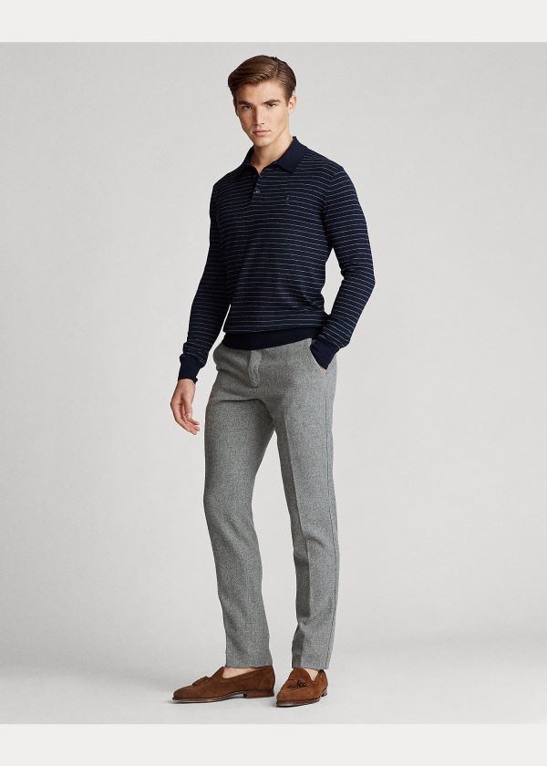 Ralph Lauren Bavlněné Polo-Collar Svetrové Tmavě Blankyt Šedé | i2VLINcY
