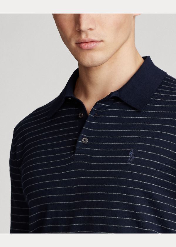 Ralph Lauren Bavlněné Polo-Collar Svetrové Tmavě Blankyt Šedé | i2VLINcY