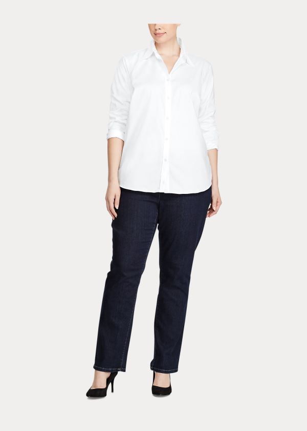 Ralph Lauren Bavlněné Poplin Shirt - Shirts Woman (sizes 14-22) Bílé | Phlf9nr4