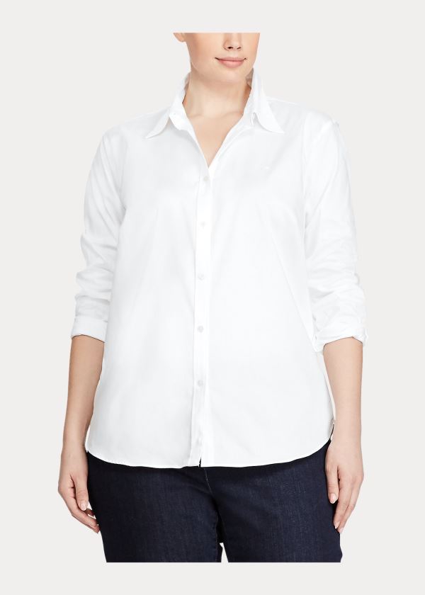 Ralph Lauren Bavlněné Poplin Shirt - Shirts Woman (sizes 14-22) Bílé | Phlf9nr4