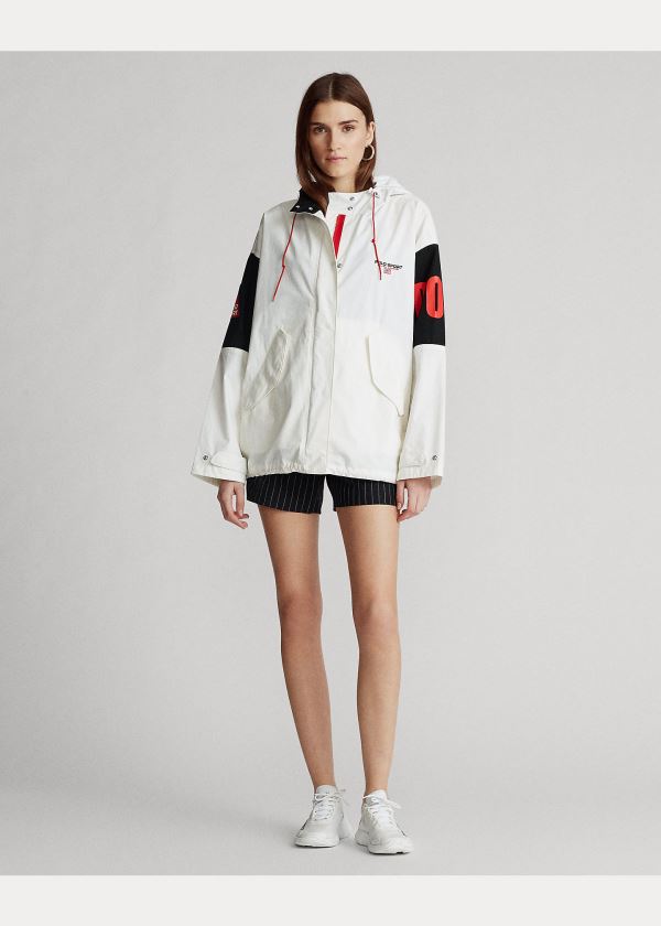Ralph Lauren Bavlněné S Kapucí Jacket Bílé Černé | gob5lLbD