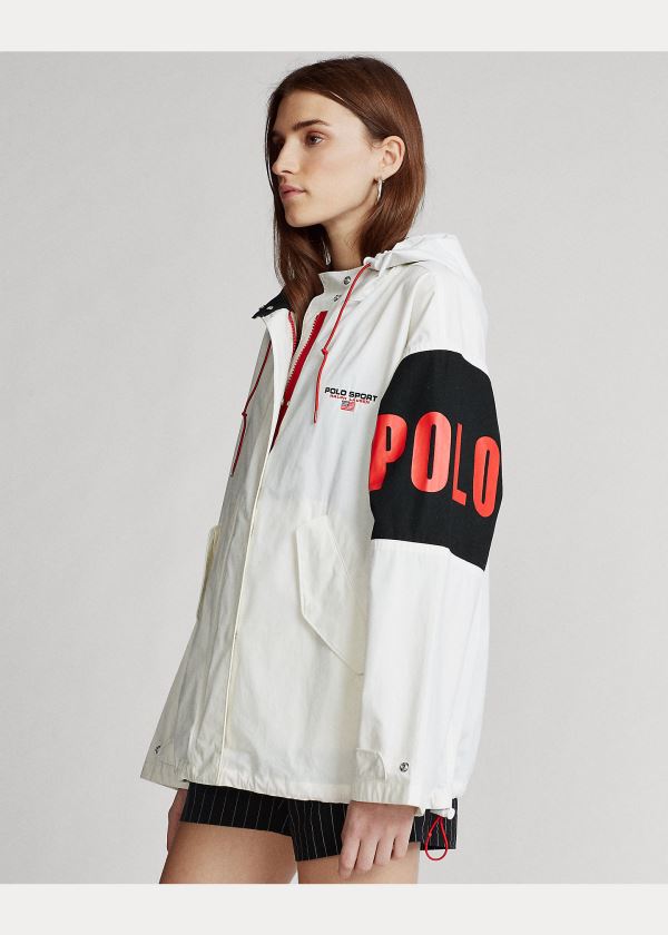 Ralph Lauren Bavlněné S Kapucí Jacket Bílé Černé | gob5lLbD