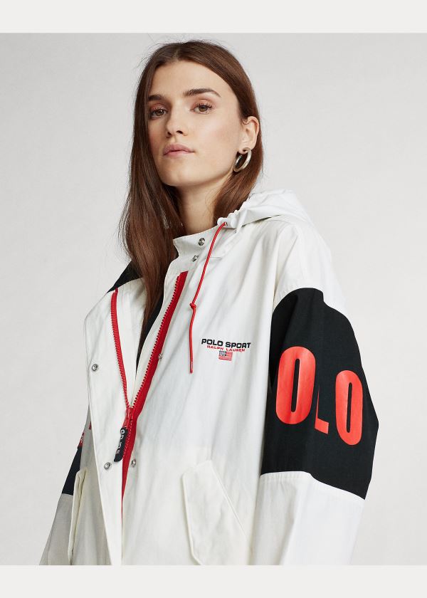 Ralph Lauren Bavlněné S Kapucí Jacket Bílé Černé | gob5lLbD