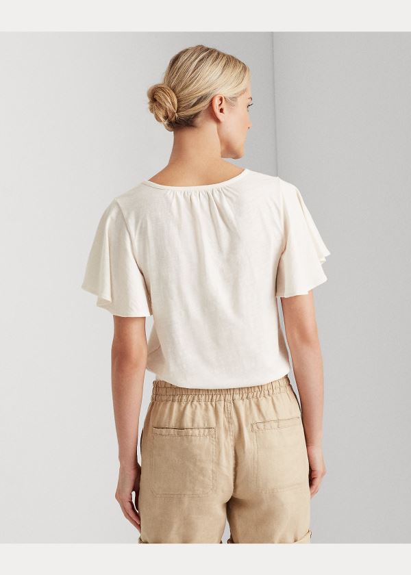Ralph Lauren Bavlněné Scoopneck Tee Krém | vb5WdgXw