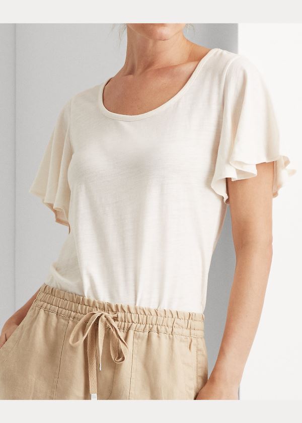 Ralph Lauren Bavlněné Scoopneck Tee Krém | vb5WdgXw