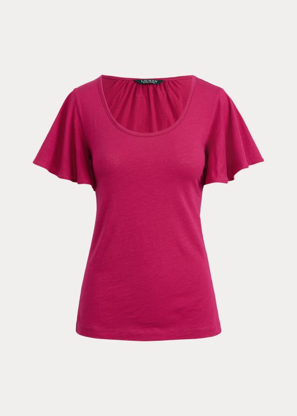 Ralph Lauren Bavlněné Scoopneck Tee Světle Fuchsie | 9Lp6iWOv