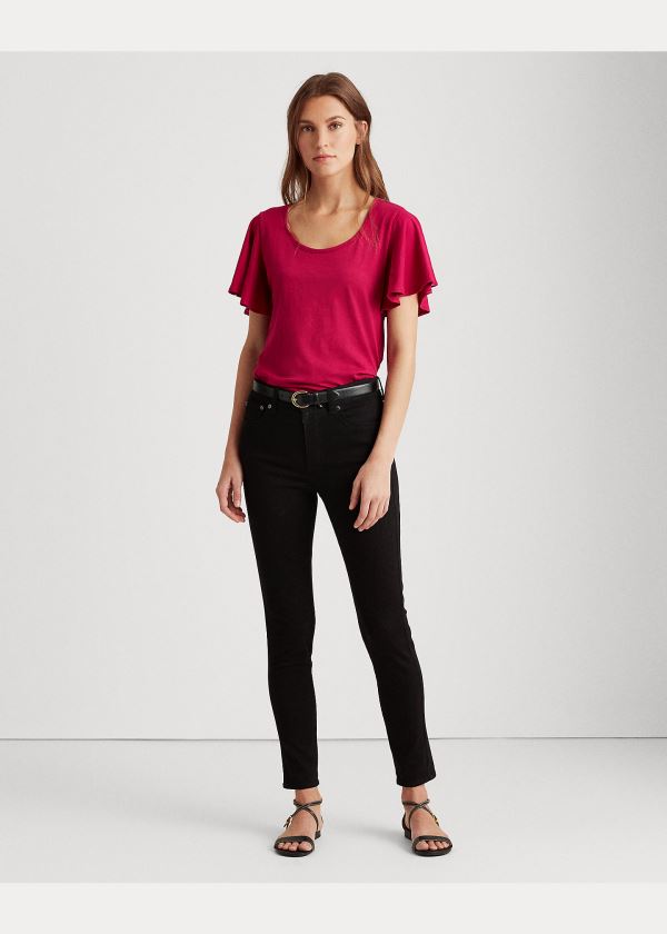 Ralph Lauren Bavlněné Scoopneck Tee Světle Fuchsie | 9Lp6iWOv