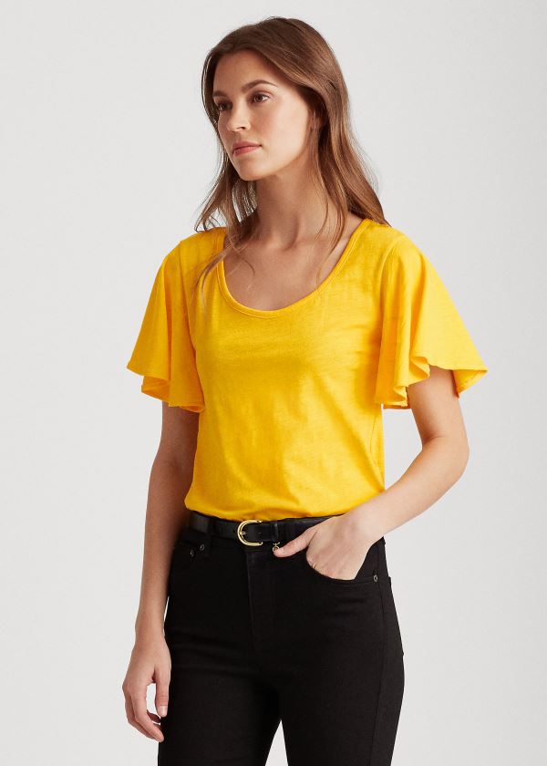 Ralph Lauren Bavlněné Scoopneck Tee Žluté | aDhwoN6Z