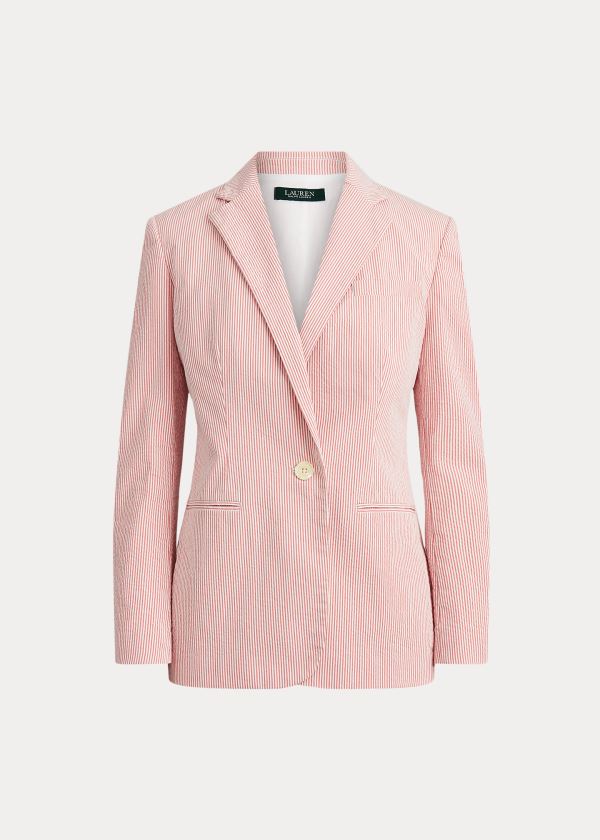 Ralph Lauren Bavlněné Seersucker Jacket Červené Bílé | 56b6w7Uq