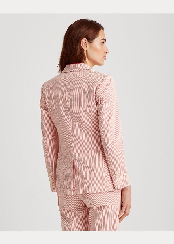 Ralph Lauren Bavlněné Seersucker Jacket Červené Bílé | 56b6w7Uq