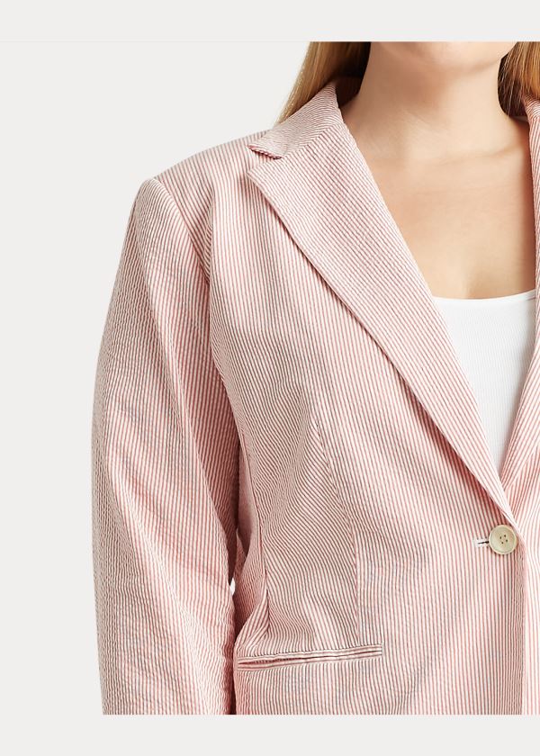 Ralph Lauren Bavlněné Seersucker Jacket Červené Bílé | fs0NQ9Av