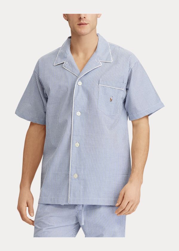 Ralph Lauren Bavlněné Seersucker Pajama Shirt Blankyt | Wu8S4In8