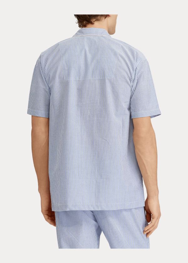 Ralph Lauren Bavlněné Seersucker Pajama Shirt Blankyt | Wu8S4In8