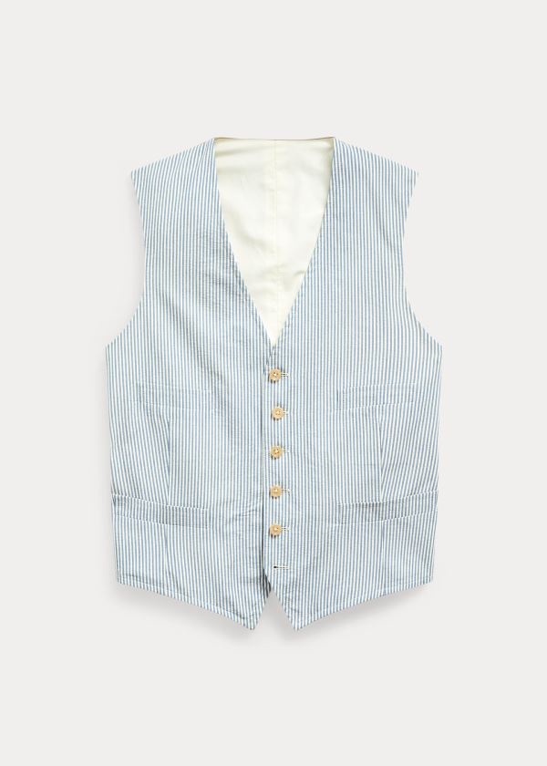 Ralph Lauren Bavlněné Seersucker Vest Blankyt Krém | yzEnlqyG