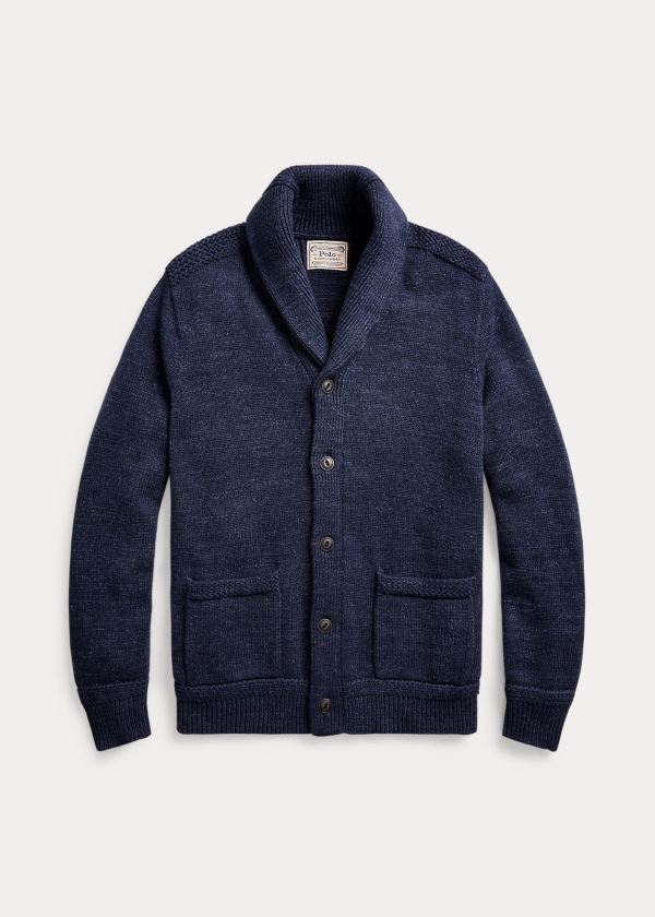 Ralph Lauren Bavlněné Shawl-Collar Cardigan Tmavě Blankyt | 2n9YfwcP