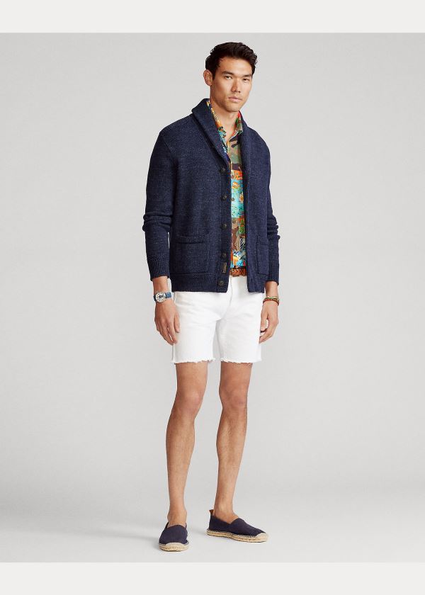 Ralph Lauren Bavlněné Shawl-Collar Cardigan Tmavě Blankyt | 2n9YfwcP