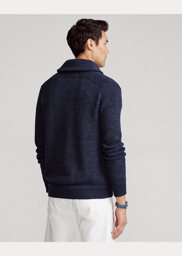 Ralph Lauren Bavlněné Shawl-Collar Cardigan Tmavě Blankyt | 2n9YfwcP