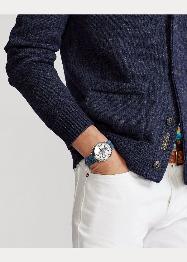 Ralph Lauren Bavlněné Shawl-Collar Cardigan Tmavě Blankyt | 2n9YfwcP