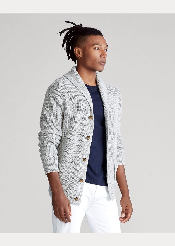 Ralph Lauren Bavlněné Shawl-Collar Cardigan Šedé | kyAnW36X