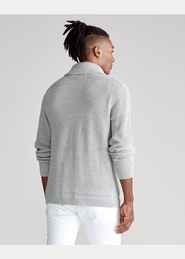 Ralph Lauren Bavlněné Shawl-Collar Cardigan Šedé | kyAnW36X