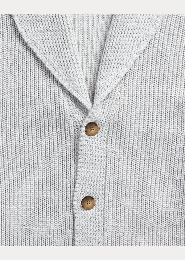 Ralph Lauren Bavlněné Shawl-Collar Cardigan Šedé | kyAnW36X