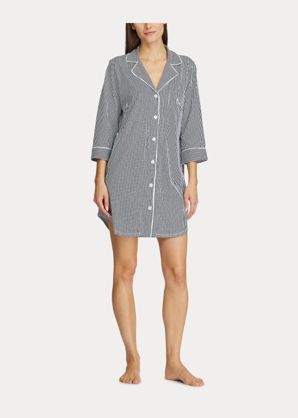Ralph Lauren Bavlněné Sleep Shirt Tmavě Blankyt | GFya5P1B
