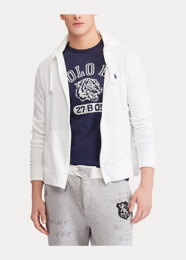 Ralph Lauren Bavlněné Spa Terry Hoodie Bílé | AkFD80Hj