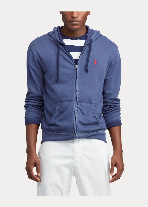 Ralph Lauren Bavlněné Spa Terry Hoodie Tmavě Blankyt | LTZjd10t