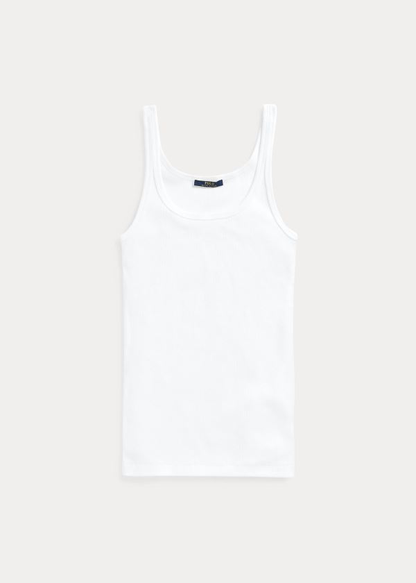 Ralph Lauren Bavlněné Tank Top Bílé | YpkzNyDx