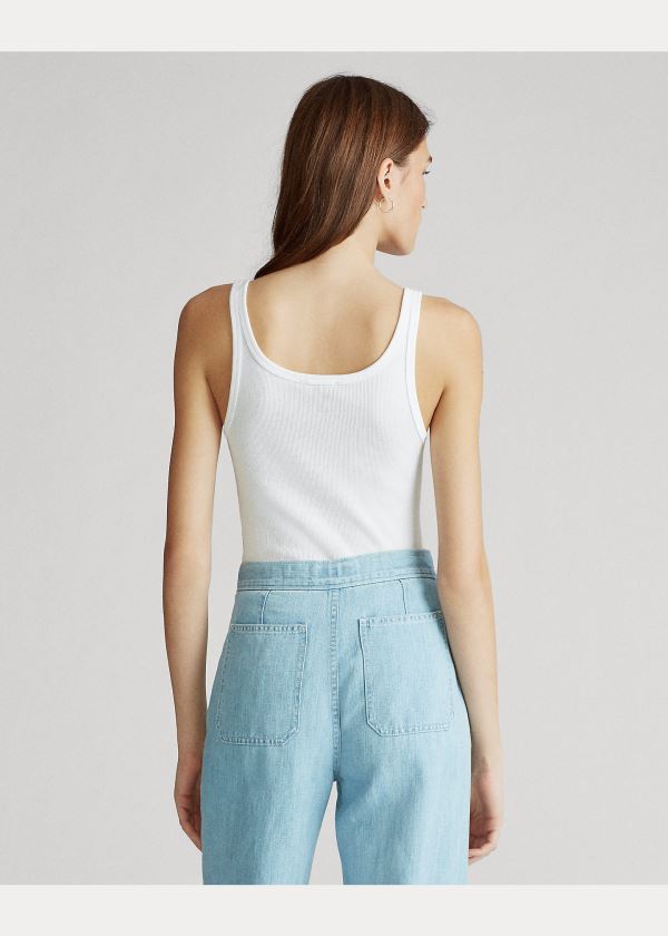 Ralph Lauren Bavlněné Tank Top Bílé | YpkzNyDx