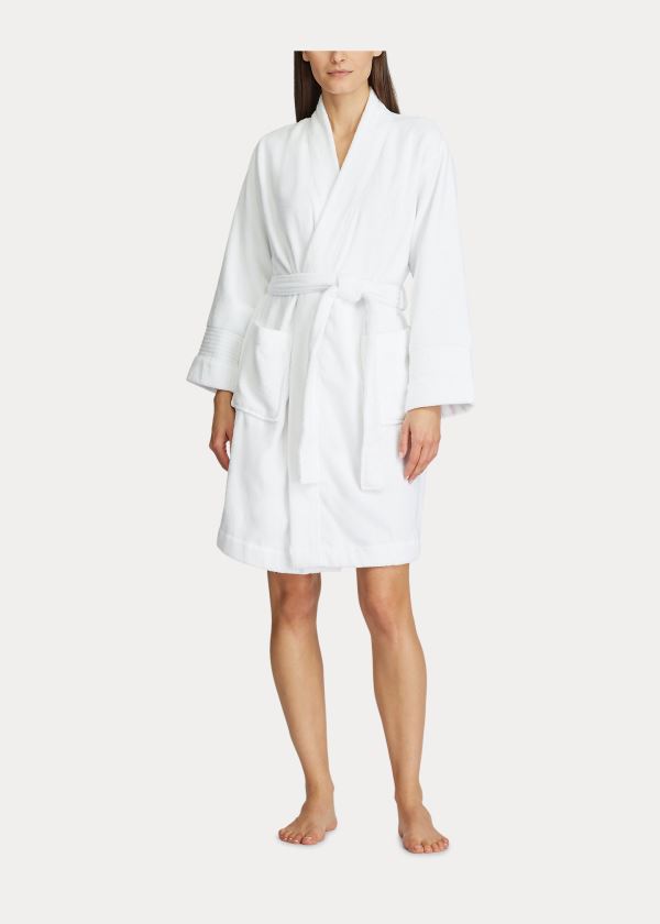 Ralph Lauren Bavlněné Terry Cloth Robe Bílé | JfMD8Pe0