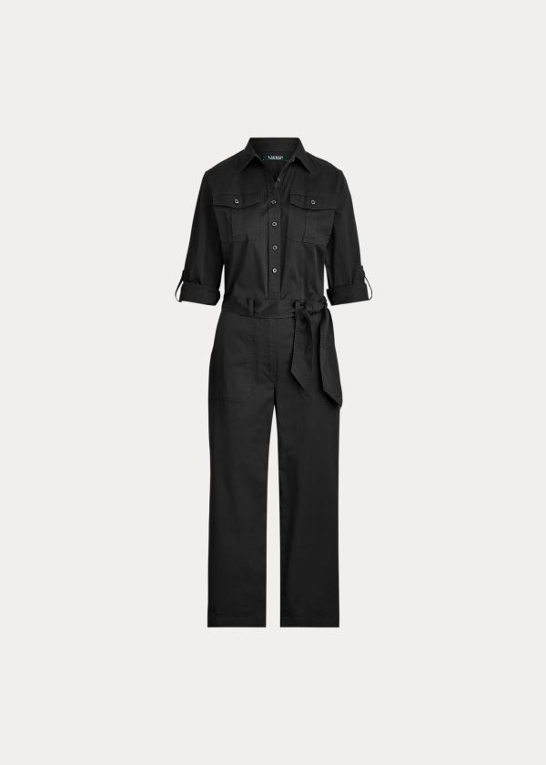 Ralph Lauren Bavlněné Twill Jumpsuit Černé | URrcRUVp
